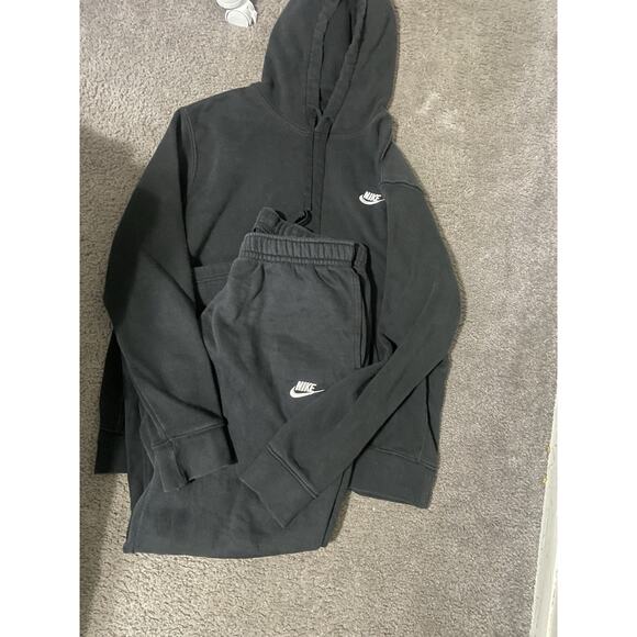 Size L- Nike Sweatsuit Mens Set Black Pullover Hoodie Drawstring Sweatpants - Picture 1 of 8